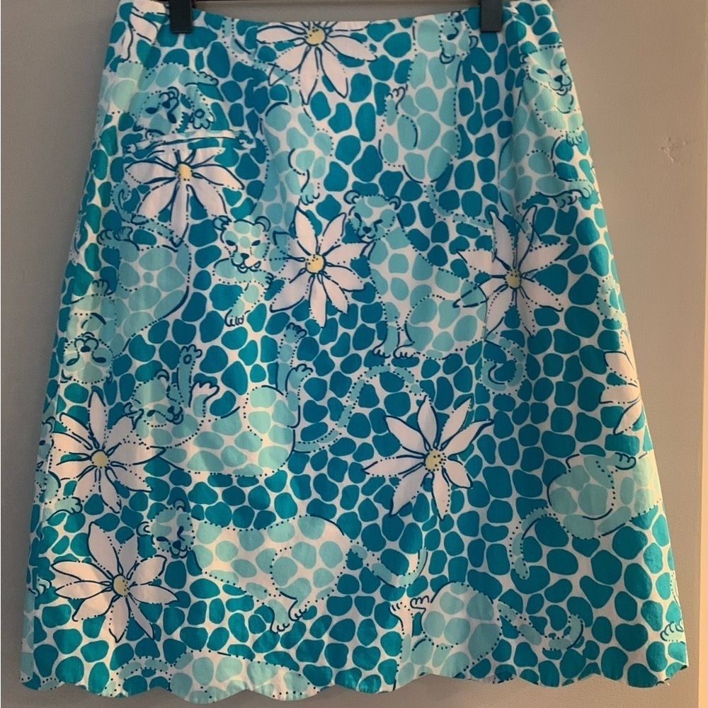 Lilly Pulitzer Blue Leopard Floral Print Skirt - SZ 4
